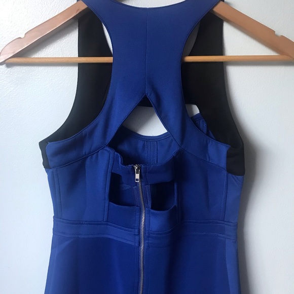 BLVD Colour Block Cut Out Mini Dress Blue Black - Picture 3 of 8